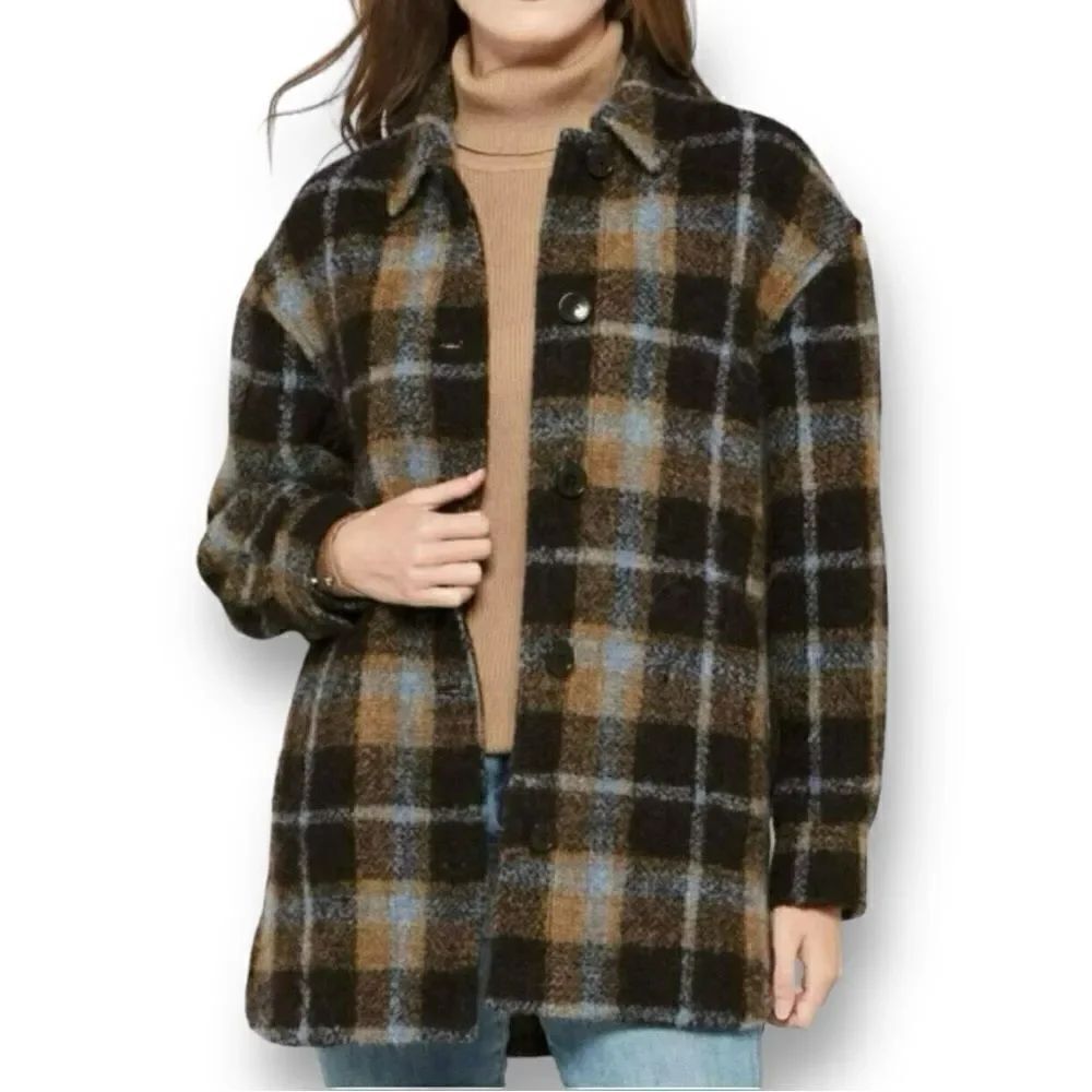 Madewell Women’s Belrose Oversized Plaid Shirt-Jacket in the Size Small